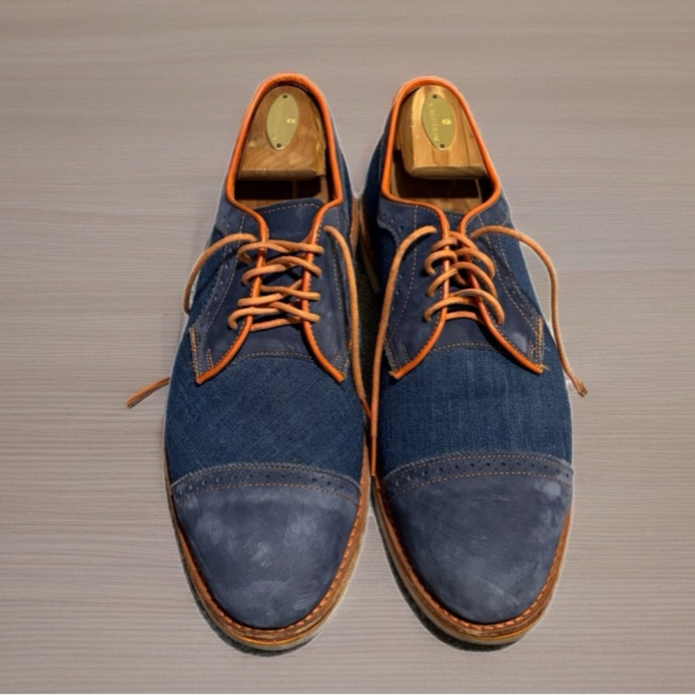 Allen Edmonds Denim Blue and Orange Oxfords